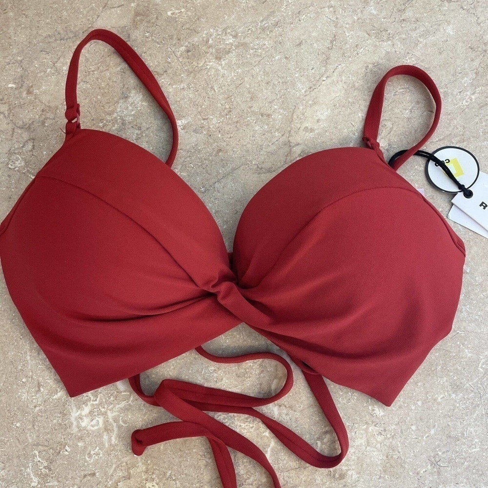 Robin Piccone Ava Twist D-Cup Bikini Top Brick Size Small